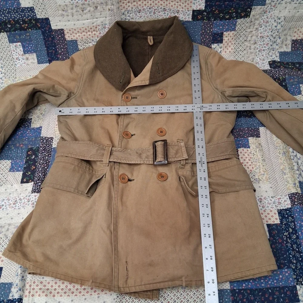 True Vintage 1940 WWII US Army M1938 Mackinaw Jeep Coat With Belt Wool Lined - Picture 10 of 16